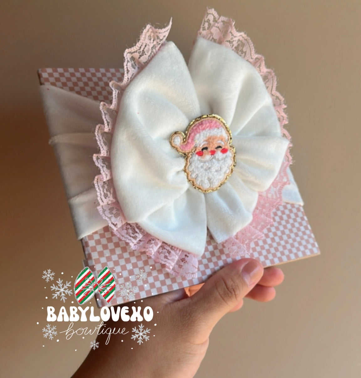 Pink Santa Bow