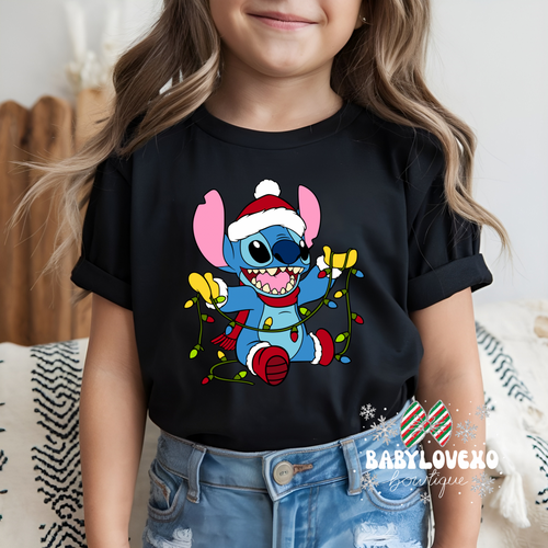 Blue alien Christmas tshirt